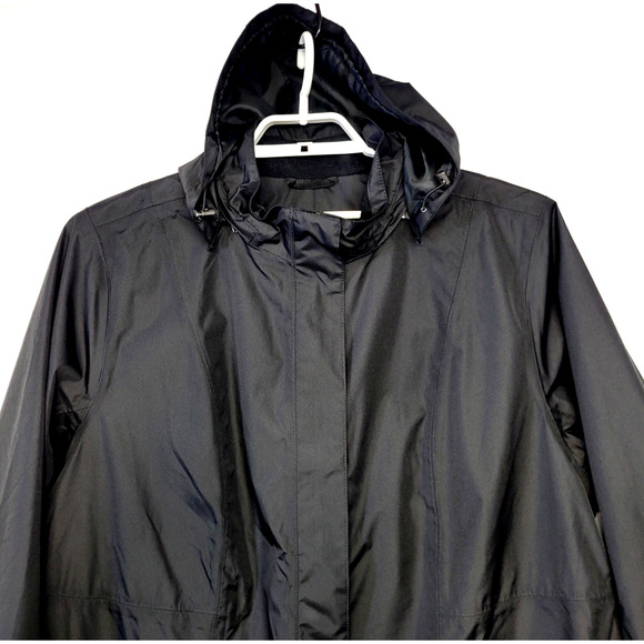 Eddie Bauer Trench Coat Womens 3X Black Girl On The Go Waterproof Hooded New - Picture 8 of 16